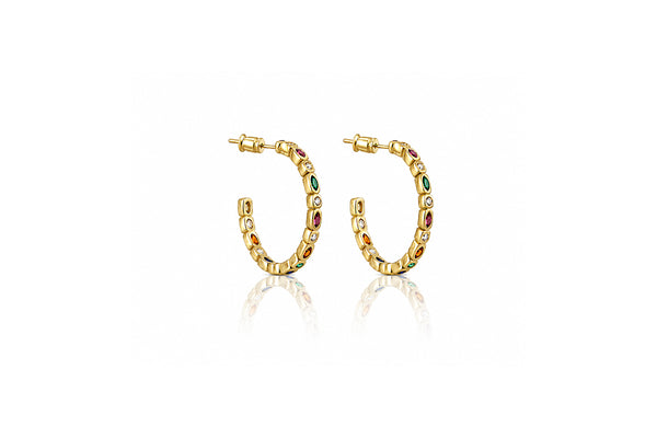 Rainbow Bezel Hoop Earrings