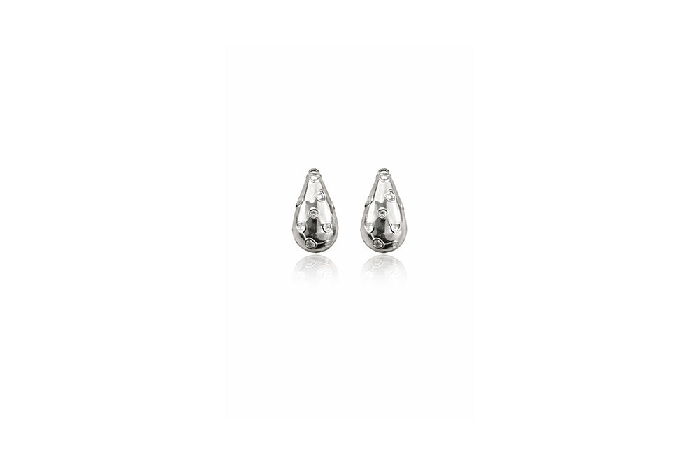 Silver Heart Crystal Teardrop Earrings