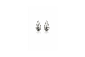 Silver Heart Crystal Teardrop Earrings