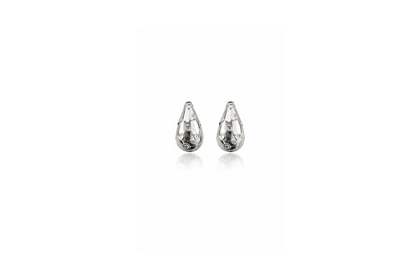 Silver Heart Crystal Teardrop Earrings