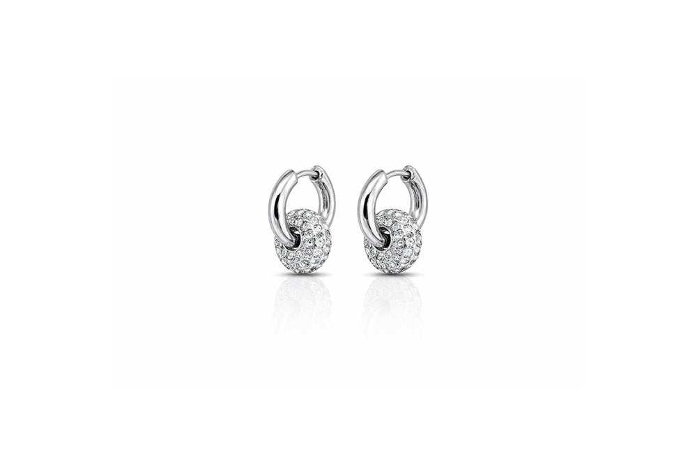 Crystal Pavé Ball Hoop Earrings