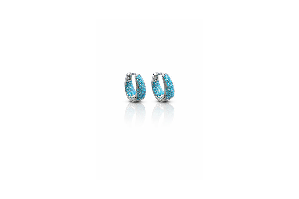 Turquoise Pavé Hoop Earrings