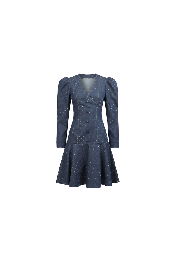Luna Denim Polka Dress
