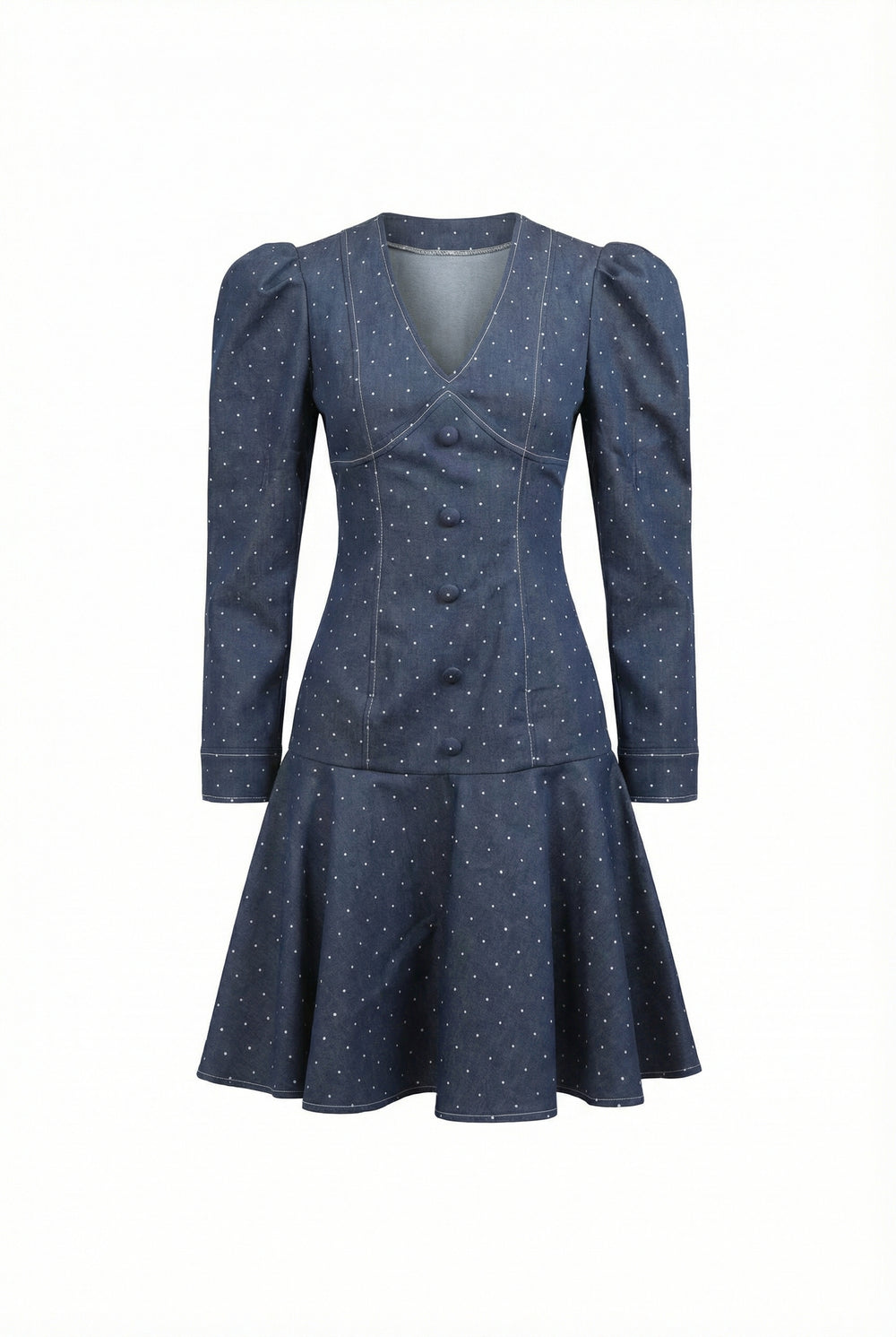 Luna Denim Polka Dress