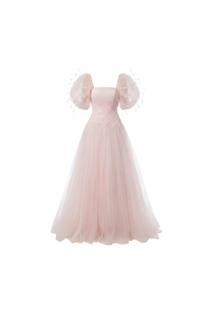 Pinky Buffy Silk Tulle Gown