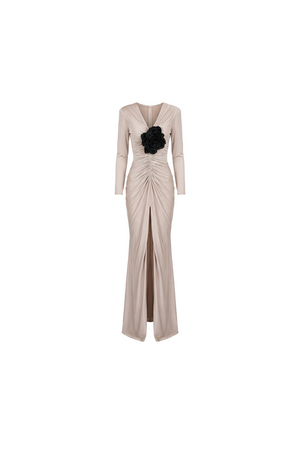 draped rose gown