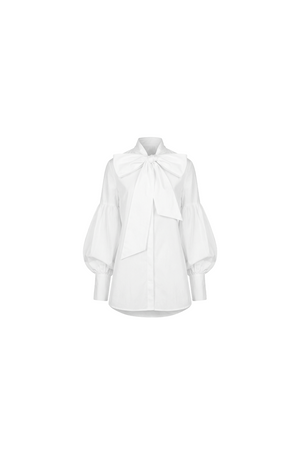white ribbon shirt