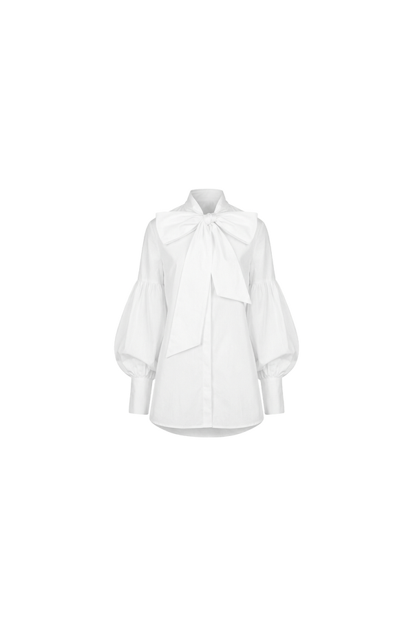 white ribbon shirt