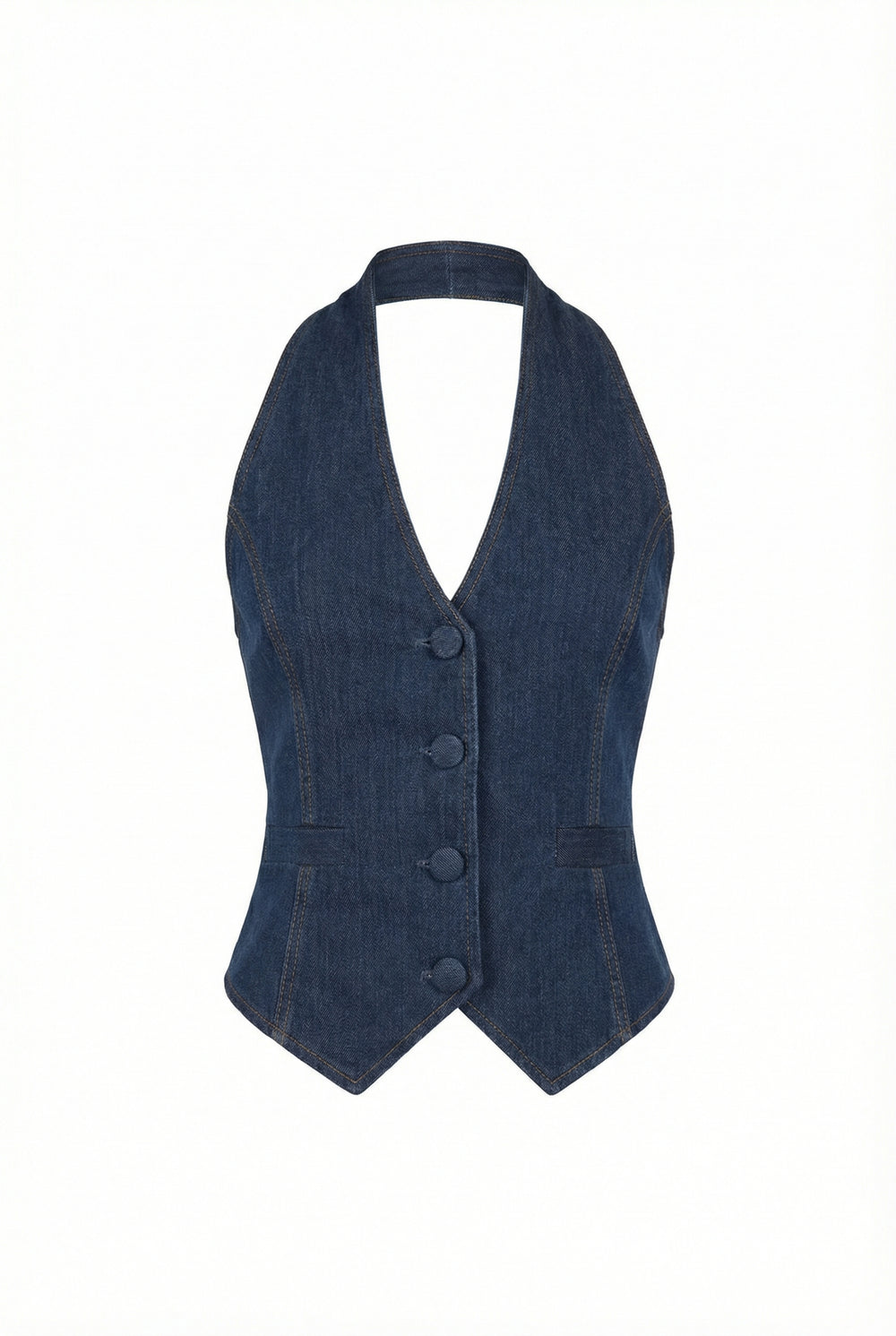 DENIM HALTER-NECK VEST