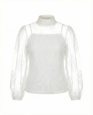 Lace puff top
