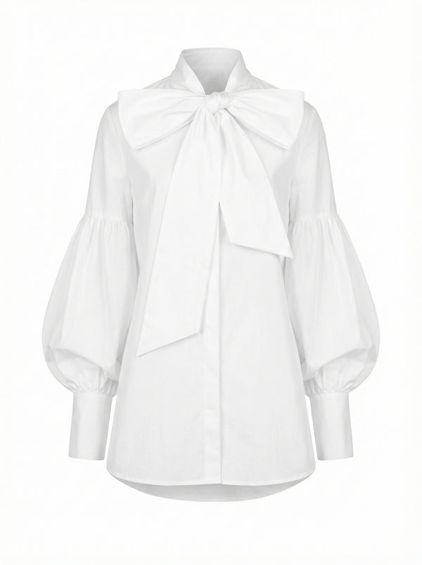white ribbon shirt