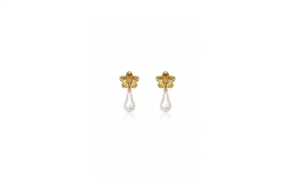 petal pearl drop earrings