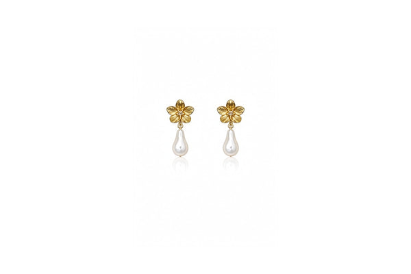 petal pearl drop earrings