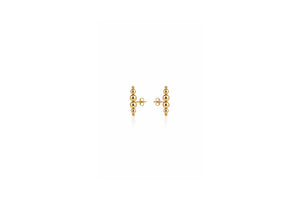 Gold Triple Sphere Stud Earrings