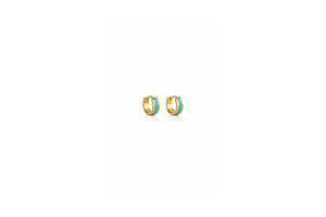 Turquoise Enamel Huggie Hoop Earrings