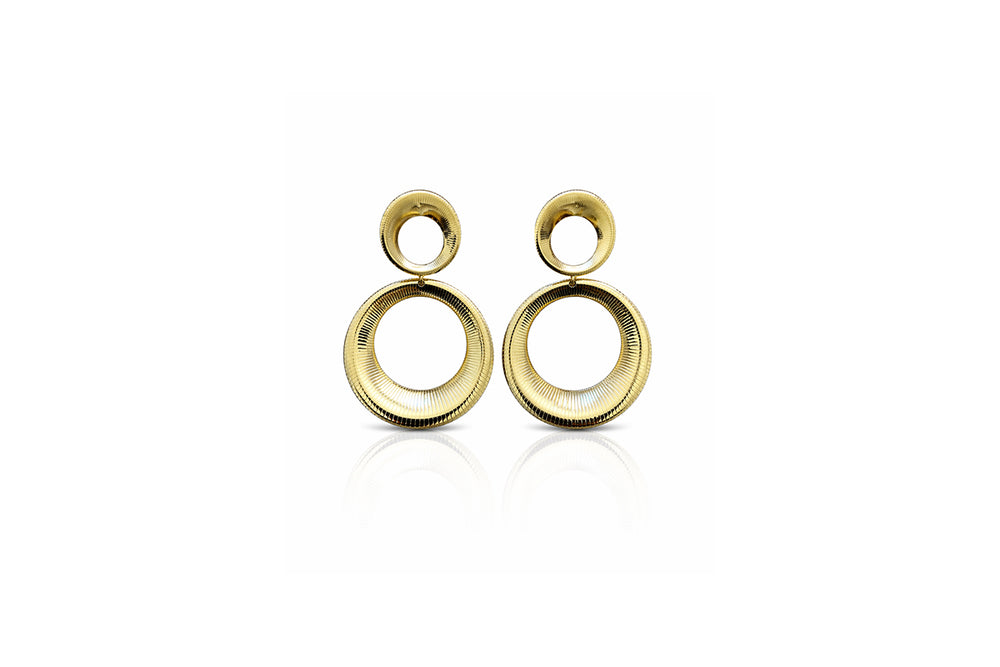 Textured Double Hoop Drop Earrings