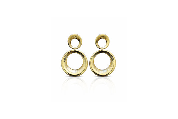 Textured Double Hoop Drop Earrings