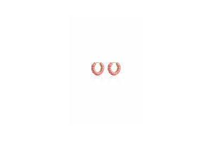 Pink Enamel Stripe Hoop Earrings