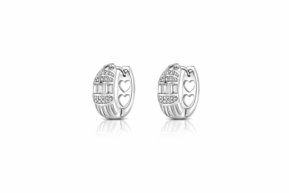 Heart Motif Pavé Hoop Earrings