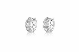 Heart Motif Pavé Hoop Earrings