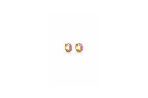 Lilac Enamel Huggie Hoop Earrings