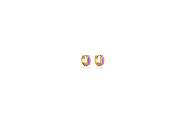 Lilac Enamel Huggie Hoop Earrings