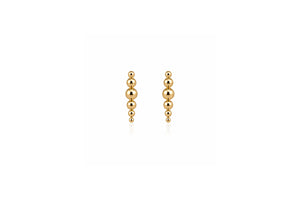 Gold Triple Sphere Stud Earrings