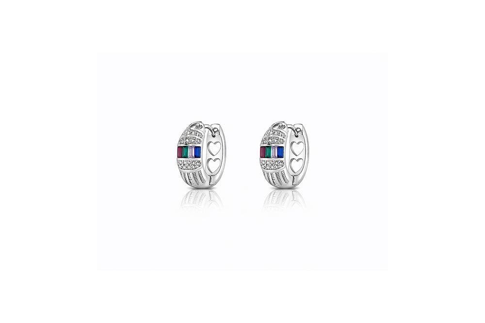 Rainbow Heart Hoop Earrings
