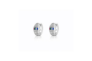 Rainbow Heart Hoop Earrings