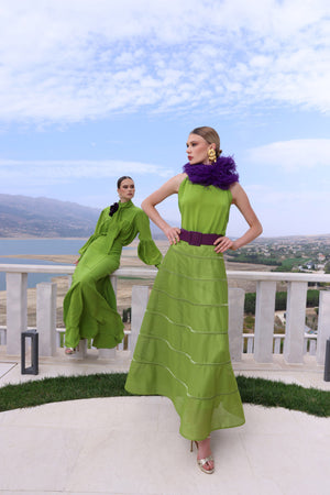 Lime Elegance Maxi Skirt