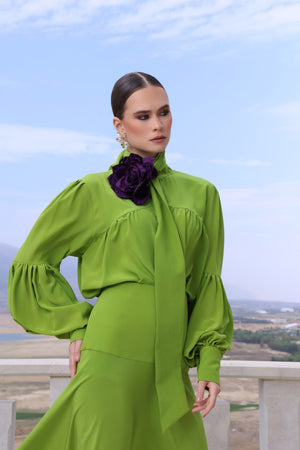 Lime Elegance Maxi Skirt