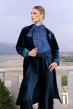 Teal Velvet Coat