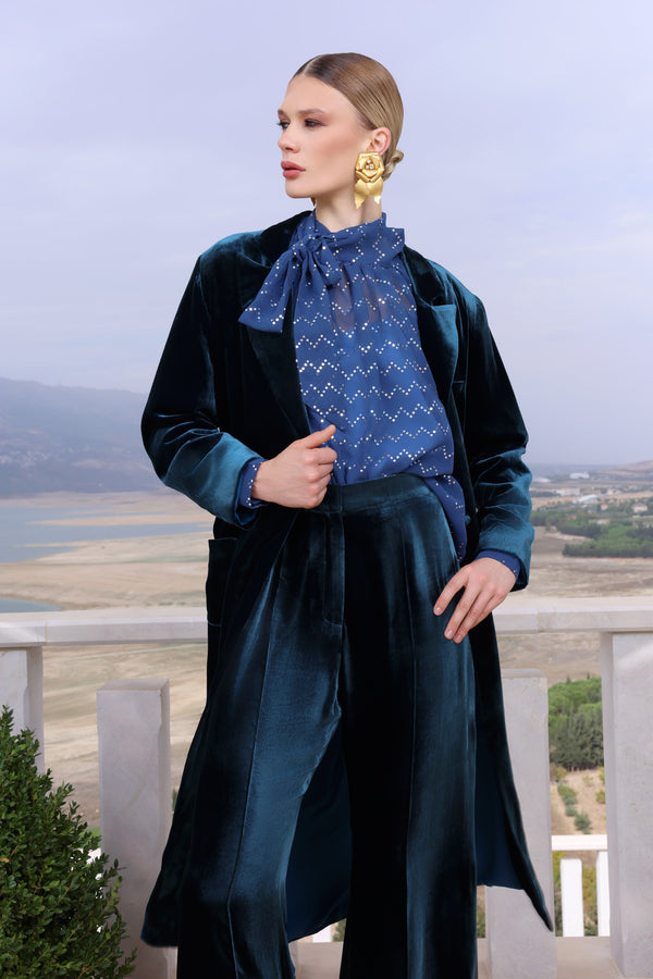 Teal Velvet Coat