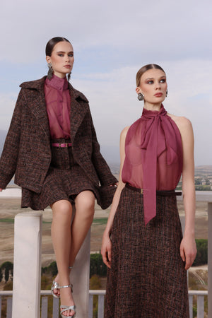 Double-Breasted Brown Tweed Jacket