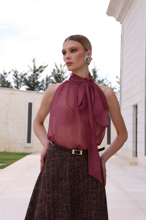 Burgundy Grace Halter Blouse