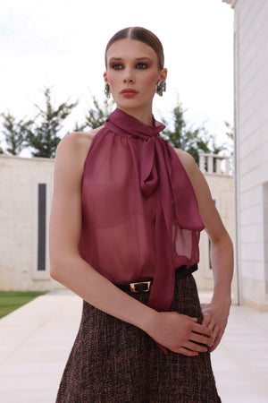 Burgundy Grace Halter Blouse