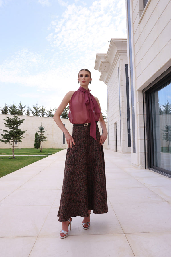 Burgundy Grace Halter Blouse