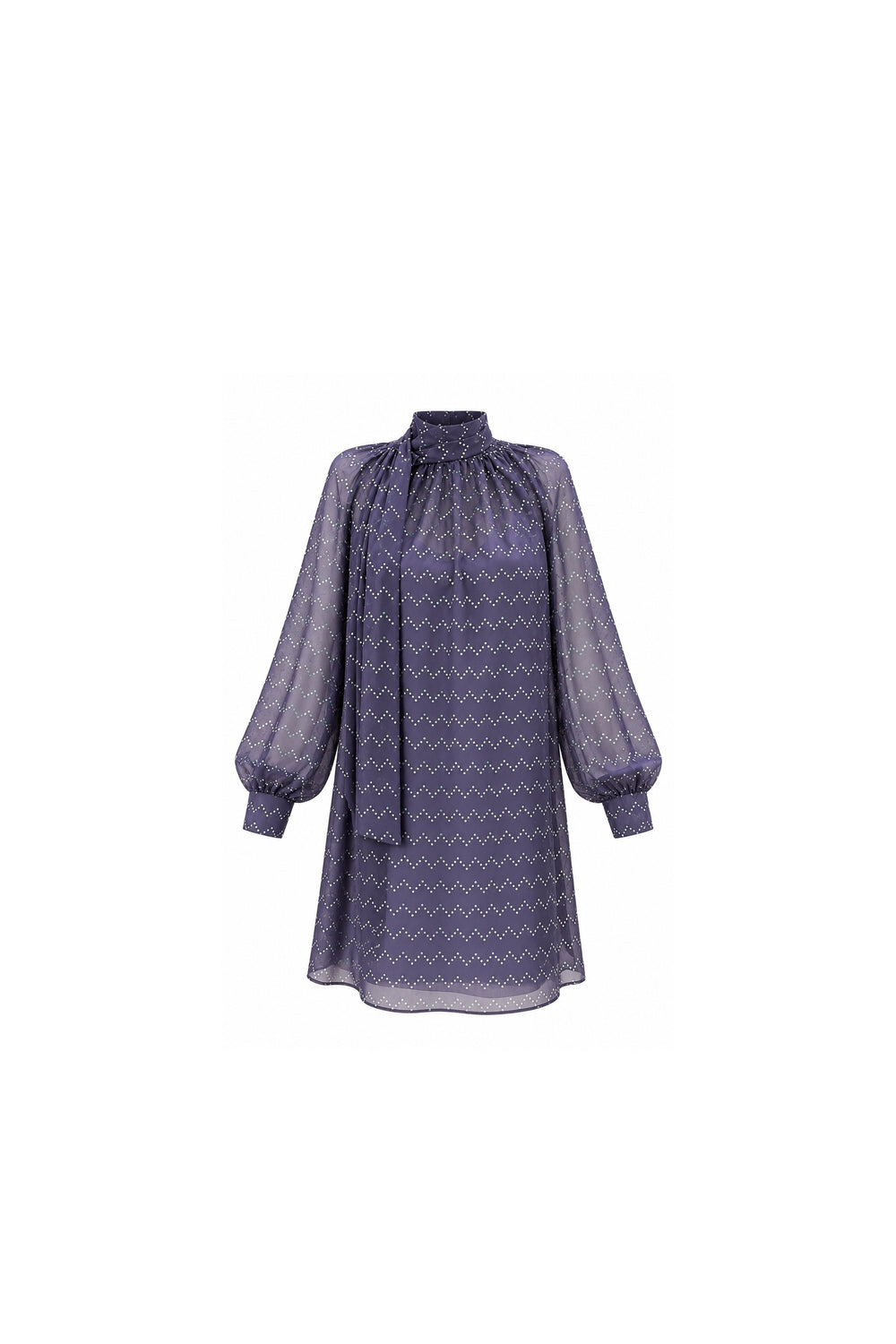 Noor Azhari lavender embellished chiffon dress with tie neck