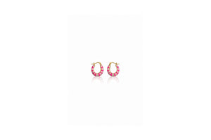 Pink Enamel Stripe Hoops