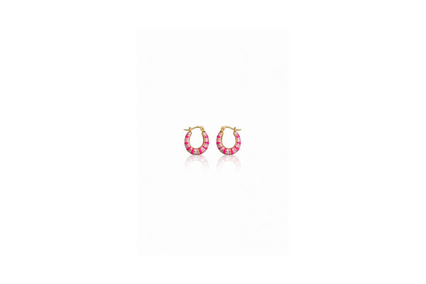 Pink Enamel Stripe Hoops