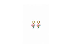 Rainbow Heart Charm Hoops