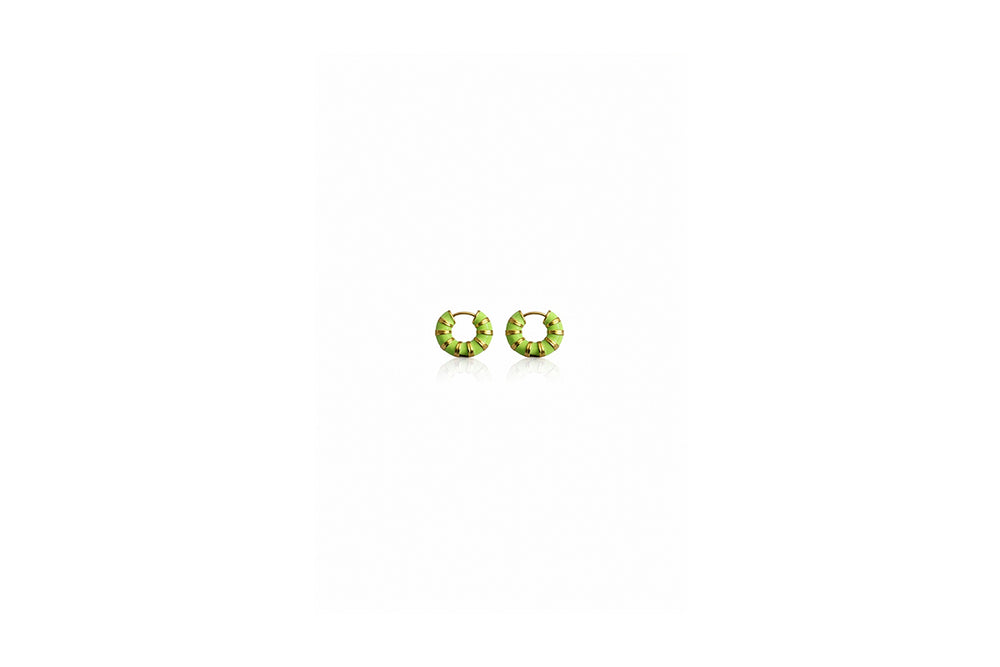 Green Enamel Stripe Hoops