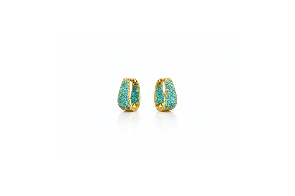Turquoise Crystal Hoop Earrings