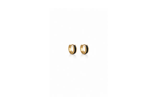 Black Enamel Huggie Hoop Earrings