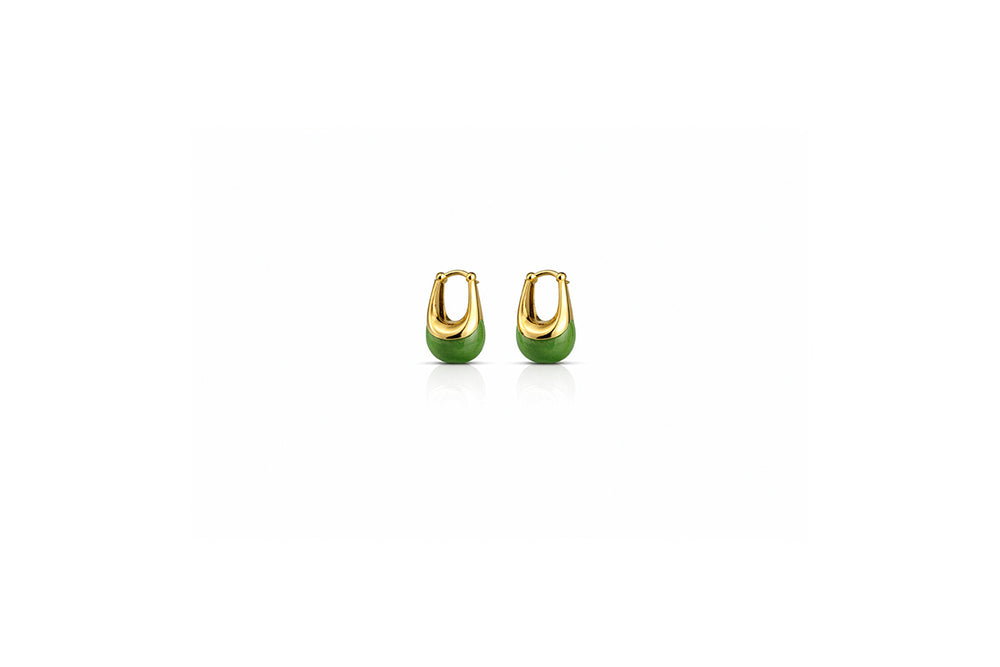 Green Drop Hoop Earrings