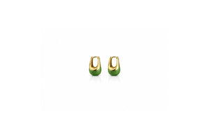 Green Drop Hoop Earrings