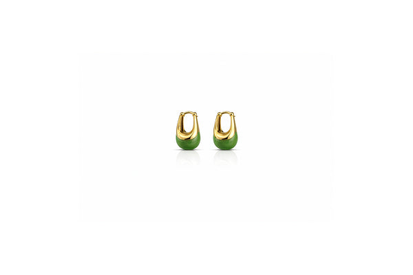 Green Drop Hoop Earrings