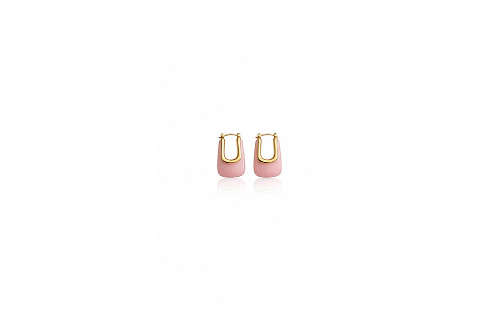 Blush Pink Enamel Drop Hoops