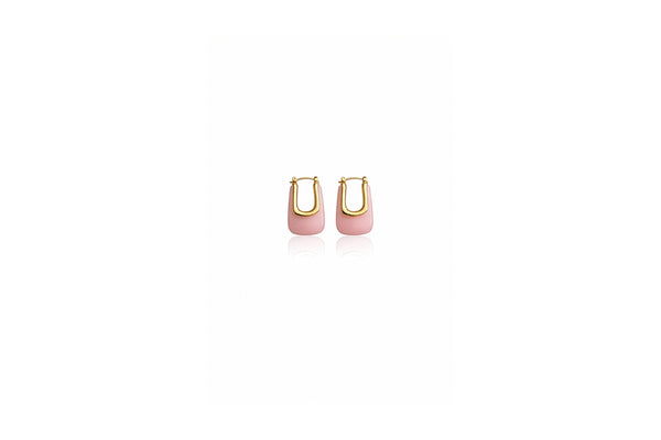 Blush Pink Enamel Drop Hoops