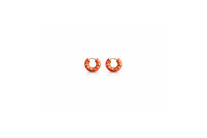 Coral Enamel Huggie Hoops
